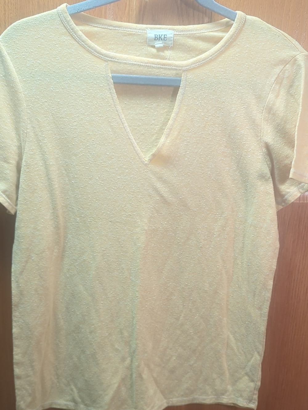BKE Pale Yellow Short Sleeve Cutout Tee